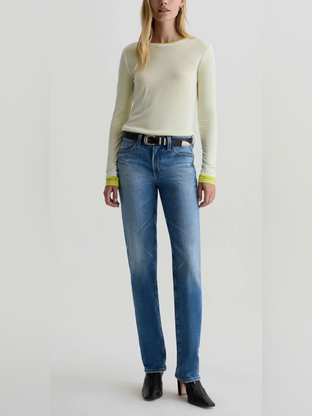 Ag Adriano Goldschmied Sandra low rise straight Faded Blue Straight Jeans